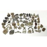 Collection of approximately 60 British Military cap badges including Army Catering Corps, Leicesters