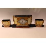 Art Deco marble mantel clock and garniture