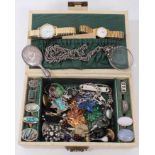 Jewellery box containing silver and vintage jewellery
