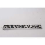 Second World War A.R.P. Air Raid Warden chrome door plaque, 23cm in length