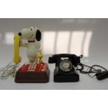 Snoopy Telephone together with a Bakelite telephone (2)