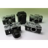 Quantity of vintage Russian/Soviet cameras, lenses and accessories, including Fed, Zenit and Lubitel