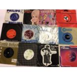 Box of approx 450 single records including Steppenwolf, Stranglers, Stretch, Supremes, Spectrum, Spa