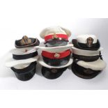 Collection of 9 George VI Royal Naval and other Officers caps, together with other Naval and Regimen