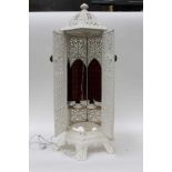 Good iron conservatory heater with lidded top, fine decoration to sides