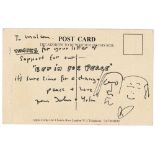 John Lennon and Yoko Ono original hand drawn on signed postcard with provenance