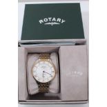 Rotary Ultra Slim stainless steel bi-metal wristwatch in box