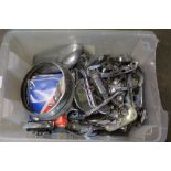 One box of Classic car chrome fittings to include bumper over riders, door handles and other fitting