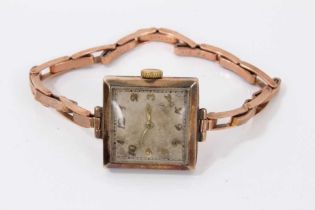 1930s ladies 9ct rose gold wristwatch