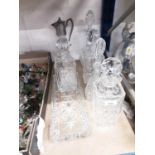 Selection of cut glass including Royal Brierley decanter and stopper