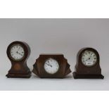 Inlaid Edwardian balloon clock with convex glass and dial, inlaid Edwardian mantel clock with convex