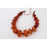 Graduated amber bead necklace