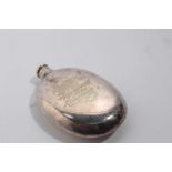 Colchester Interest- Victorian silver plated spirit flask with engraved presentation inscription 'To