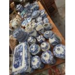 Extensive Copeland Spode Italian pattern blue and white tea and dinner service