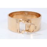 Art Deco 14ct rose gold bangle with hinged buckle clasp