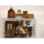 Dolls furniture including house shed, garden house and work bench