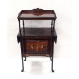 Late Vict Inlaid Rosewood Dropleaf Side Cabinet 60cm W 36cm D 103cm H