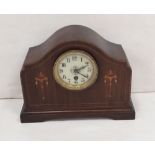 Edw Inlaid Mahogany Mantel Clock 31cm W 13cm D 23cm H