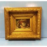 Heavy Gilt Framed Oil on Board by A Ronner 40cm W x 37cm H