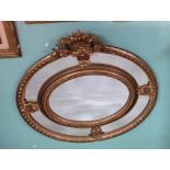 Stunning Gilt Framed Oval Overmantle Mirror 122cm W x 115cm H