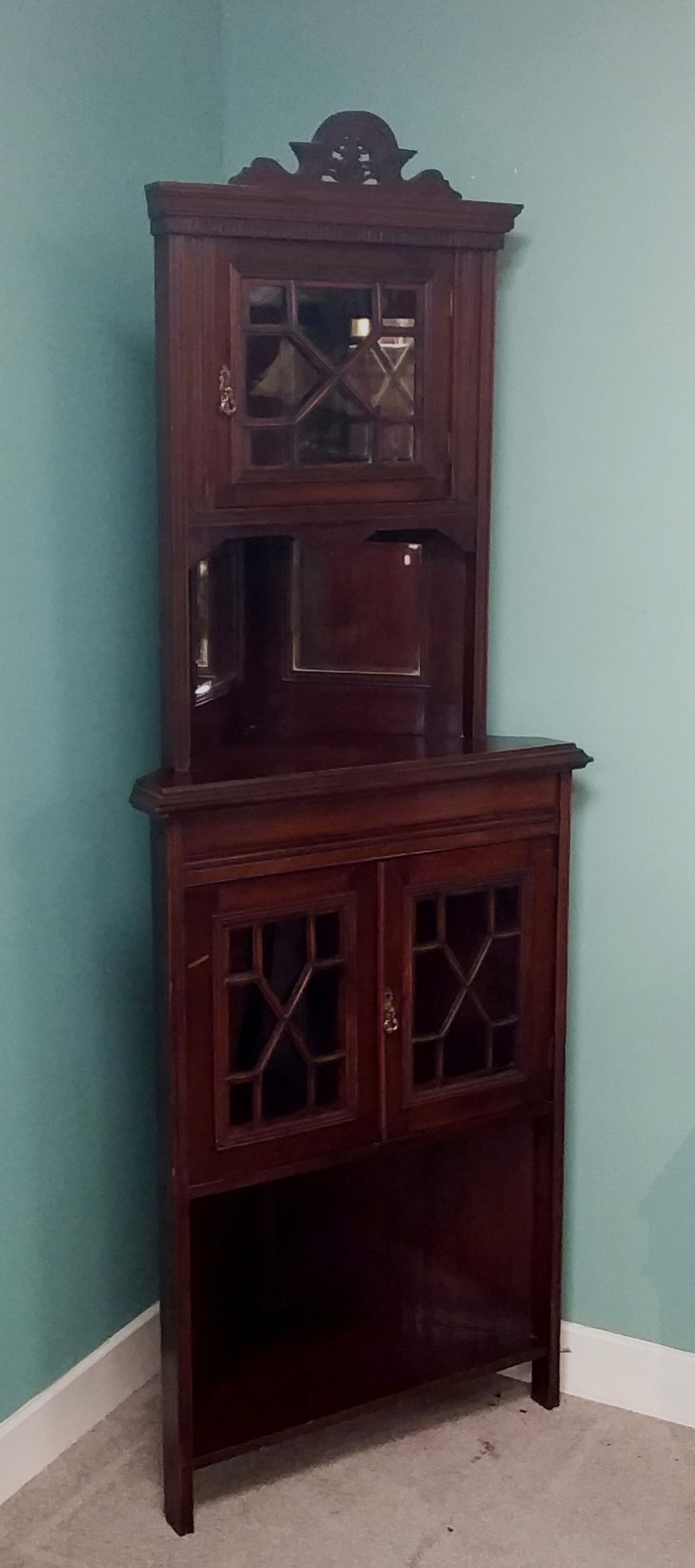 Vict Mahogany Corner Cabinet 69cm W 40cm D 167cm H