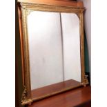 Exceptional Quality 19C Gilt Overmantle Mirror with Original Glass & Back 127cm W x 134cm H