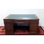 Exceptionally Clean Mahogany Twin Pedestal Desk,