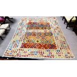 Very Fine Semi Antique Caucasian Flat Weave Carpet , Vegetable Dye All Over, Diamond Medallions,