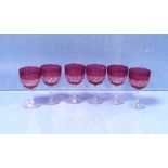 Unusual Set of 6 Cranberry Wine Glasses