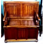 1930's Oak Monks Bench (Mint Condition) 101cm W 55cm D 105cm H