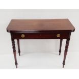 19C Foldover Tea Table with 1 Drawer 97cm W 44cm D 73cm H