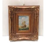 Heavy Gilt Framed Nautical Scene 34cm x 39cm H