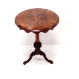 19C Burr Walnut Tripod Occasional Table 53cm Diameter 72cm H