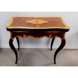 19C Burr Walnut Inlaid Satinwood Foldover Games Table 82cm W 40cm D 75cm H ( Closed)