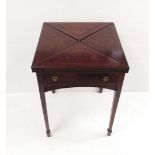 Edw Period Inlaid Mahogany Envelope Table 55cm Sq x 76cm H