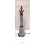 Tall Brass Mounted White Opaline Lamp by Vaughan of Chelsea,