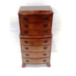 Burr Walnut Miniature Chest on Chest 58cm W 37cm D 110cm H