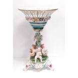 Hand Painted Porcelain Cherub Centrepiece 27cm W x 45cm H