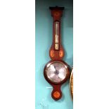 Edw Inlaid Mahogany Barometer 27cm W x 93cm H
