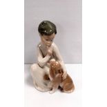 Lladro Figure of Boy & Dog 20cm H