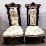 Pair of Vict Rosewood Upholstered Bedroom Chairs