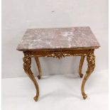 Late Vict Gilt Centre Table with Marble Top on Cabriole Leg 70cm W 46cm D 74cm H