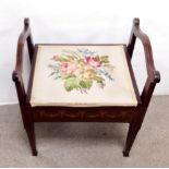 Good Quality Edw Inlaid Mahogany Needle Point Piano Stool