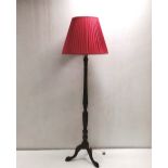 Quality Carved Walnut Standard Lamp & Shade 180cm H