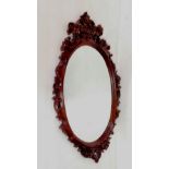 Carved Mahogany Bevelled Console Mirror 70cm W x 110cm H