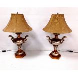 Pair of Gilt & Silver Table Lamps 76cm H