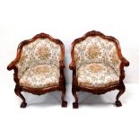 Impressive Pair of Walnut Ball & Claw Armchairs 69cm W x 60cm D x 85cm H