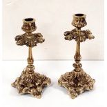 Pair of Heavy Vict Brass Candle Sticks 18cm H