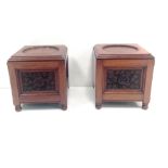 Pair of Carved Mahogany Stands in the Manner of Gillows 30cm Sq x 34cm H