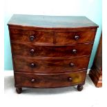 Magnificent Early Vict Mahogany Bowfront 2 over 3 Chest of Drawers 107cm W 56cm D 108cm H